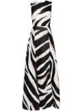 Elie Saab zebra-print silk gown - Black