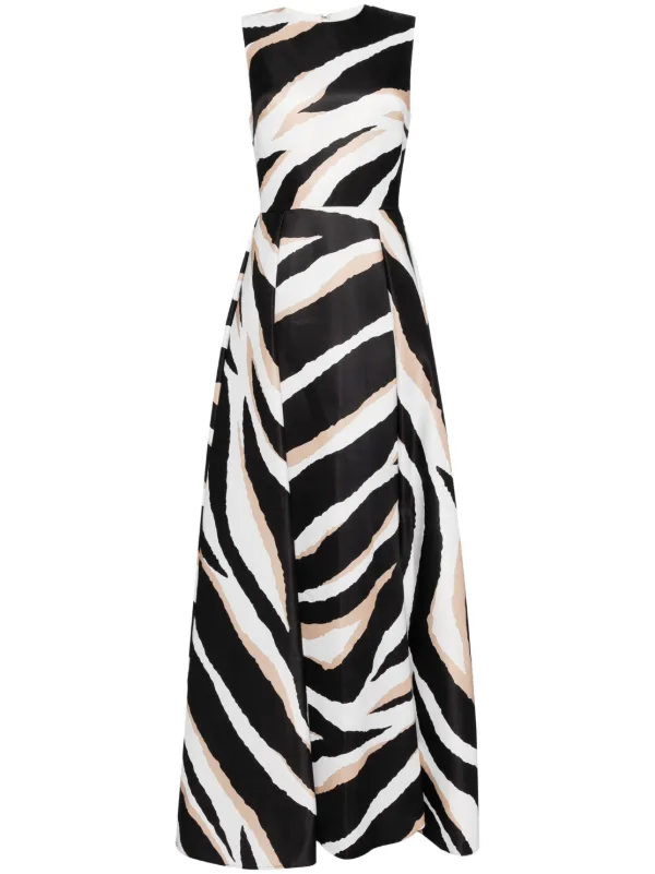 chinese dress ladies Rayuma Maxi Dress in Zebra Flock Black main image 1