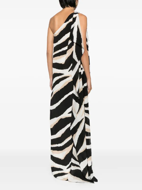 zebra silk dress Elie Saab zebra-print Silk Dress | Black