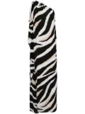 Elie Saab zebra-print silk dress - Black