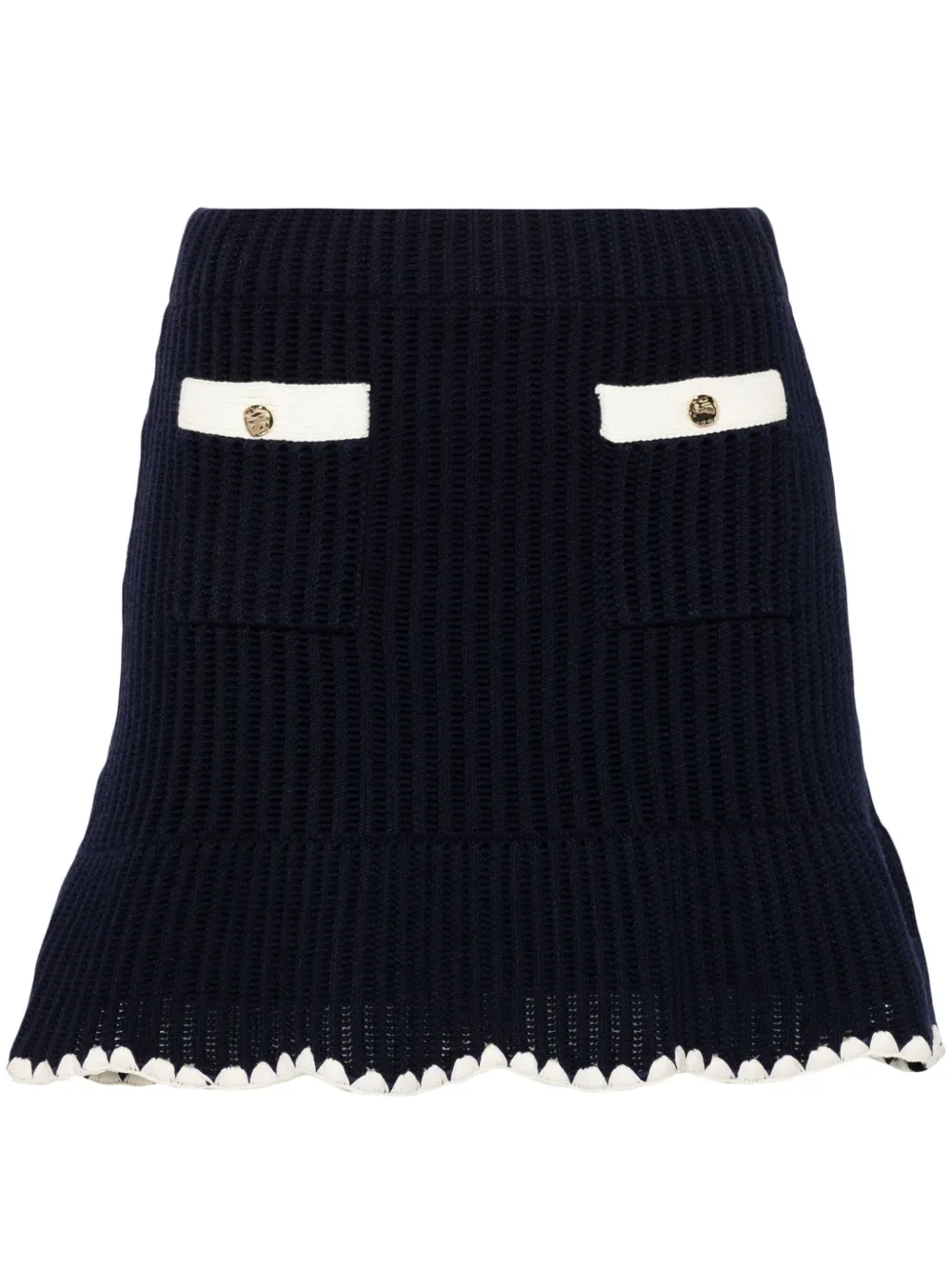Self-portrait Crochet Mini Skirt In Blue