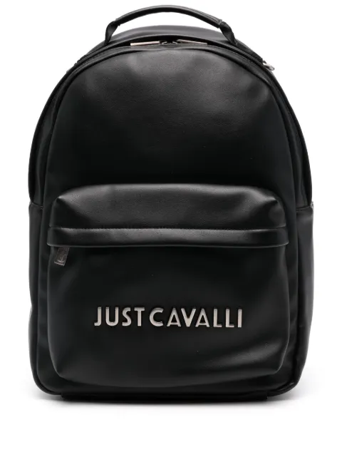 Just Cavalli logo-lettering leather backpack