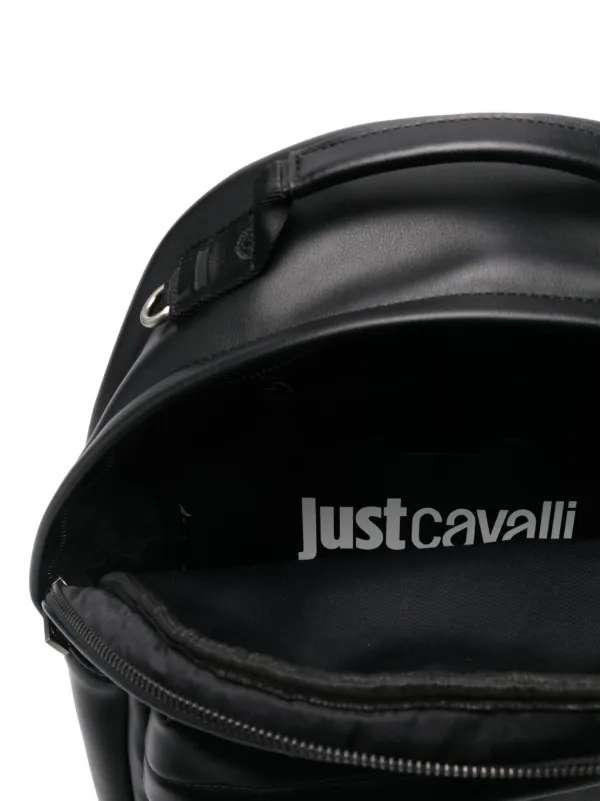 Just Cavalli logo-lettering Leather Backpack | Black | FARFETCH