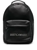 Just Cavalli logo-lettering leather backpack - Black