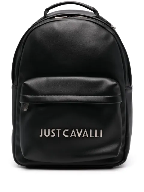 Just Cavalli logo-lettering leather backpack