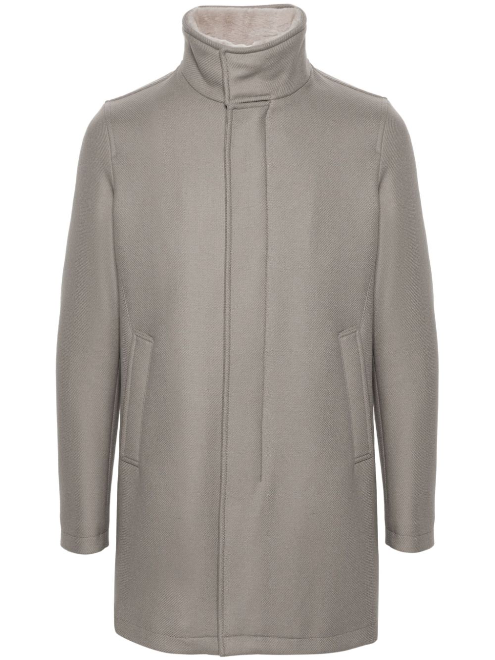 Herno High-neck Twill Padded Coat In Gray