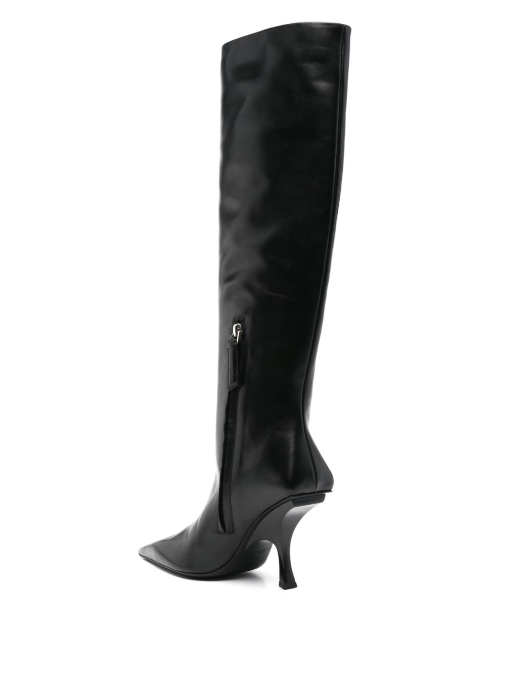 Shop Attico 120mm Knee-high Leather Boots In Black