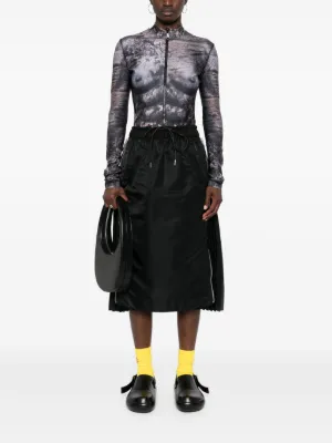 Sacai アシンメトリックプリーツスカート ネオンイエロー　カットソーセット 4abddcbd2bc6cf5b20d88d56474714