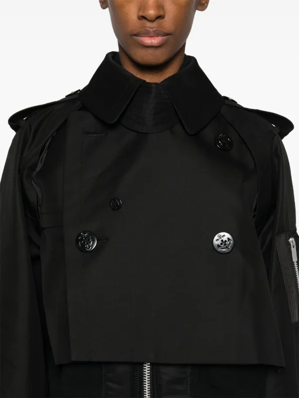 Sacai Layered Cropped Jacket | Black | FARFETCH