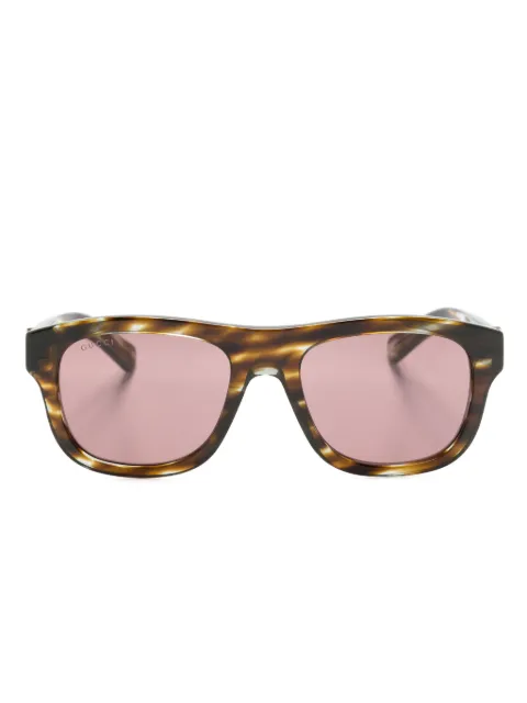 Gucci Eyewear Wayfarer 镜框玳瑁纹太阳眼镜