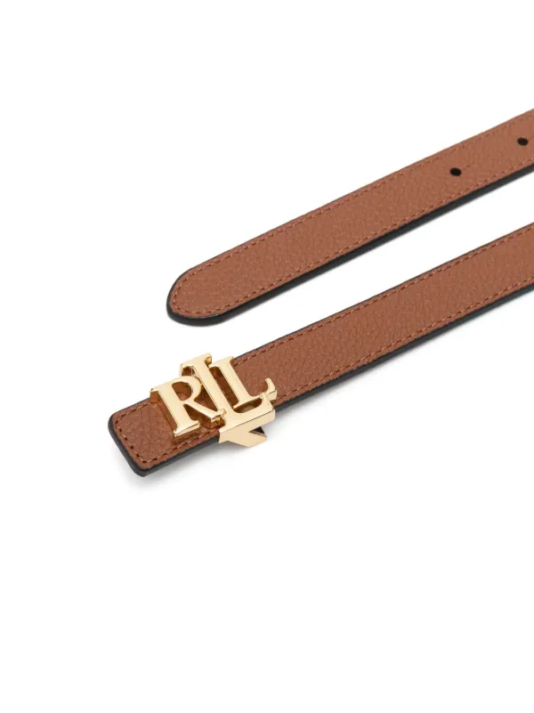 Lauren Ralph Lauren Dark Brown & Gold Leather Belt $595 Ralph Lauren Purple Label Italy Brown Gold Stirrup  main image 2