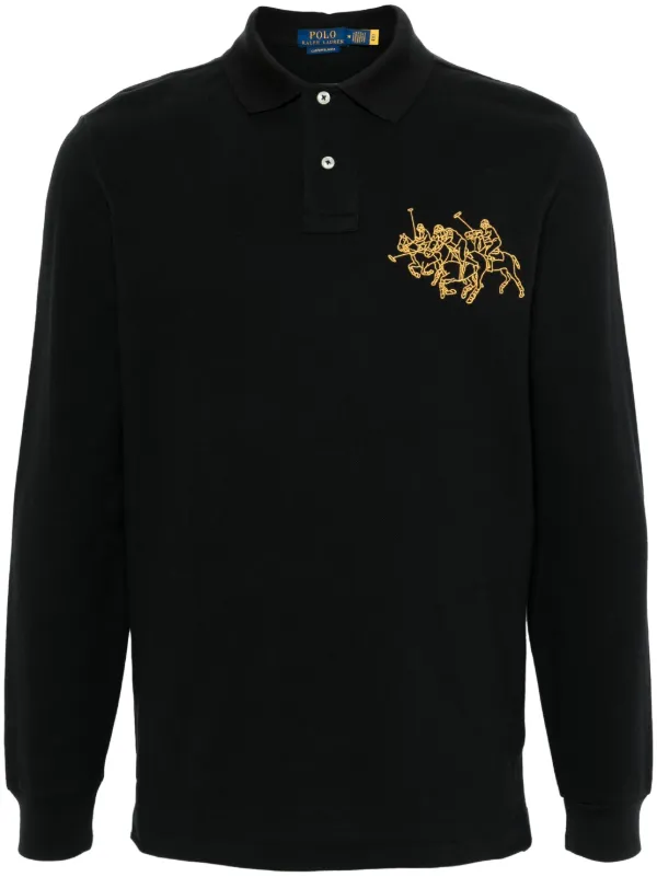 BIG PONY POLO MERCER UK POLO TEAM 3 EMBROIDERED buy LOGO BLACK GOLD CREST JOCKEY LRG