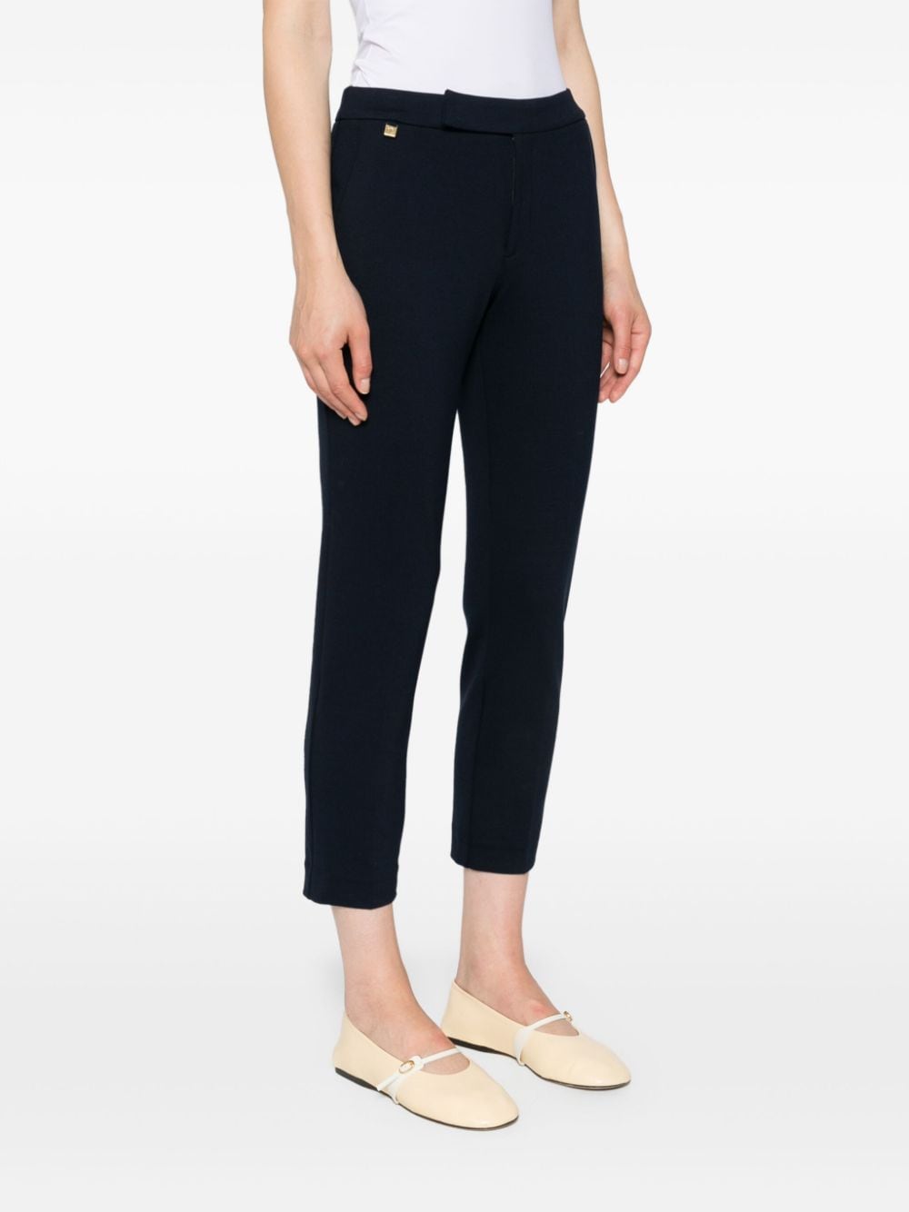 Shop Lauren Ralph Lauren Adom Mid-rise Skinny Trousers In Blue