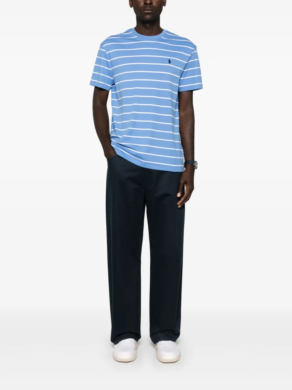 poloralphlauren Polo Ralph Lauren Gestreept T-shirt met Polo Pony-patroon - Blauw
