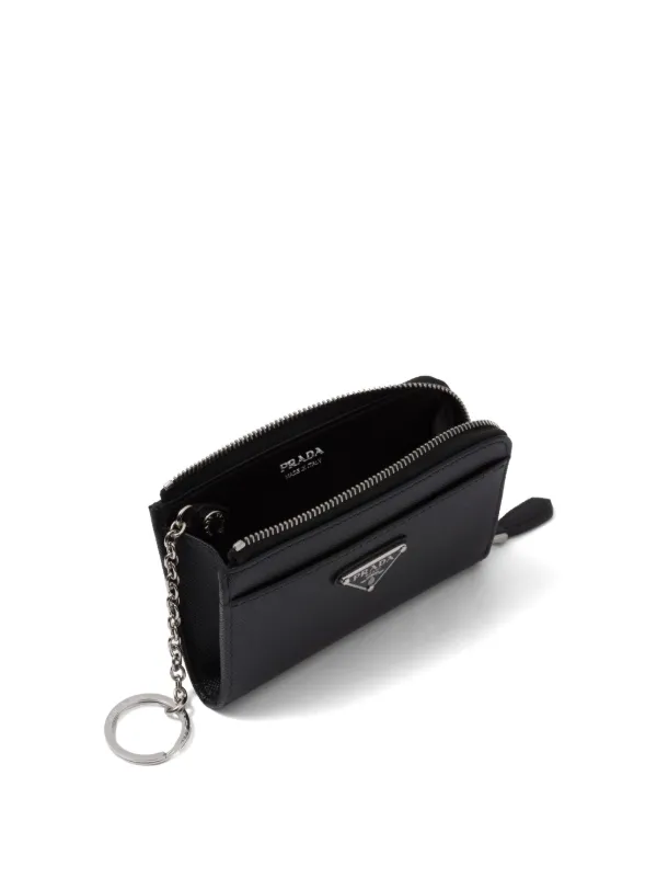 PRADA キーチェーン Prada レザーキーチェーン | ブラック | FARFETCH JP