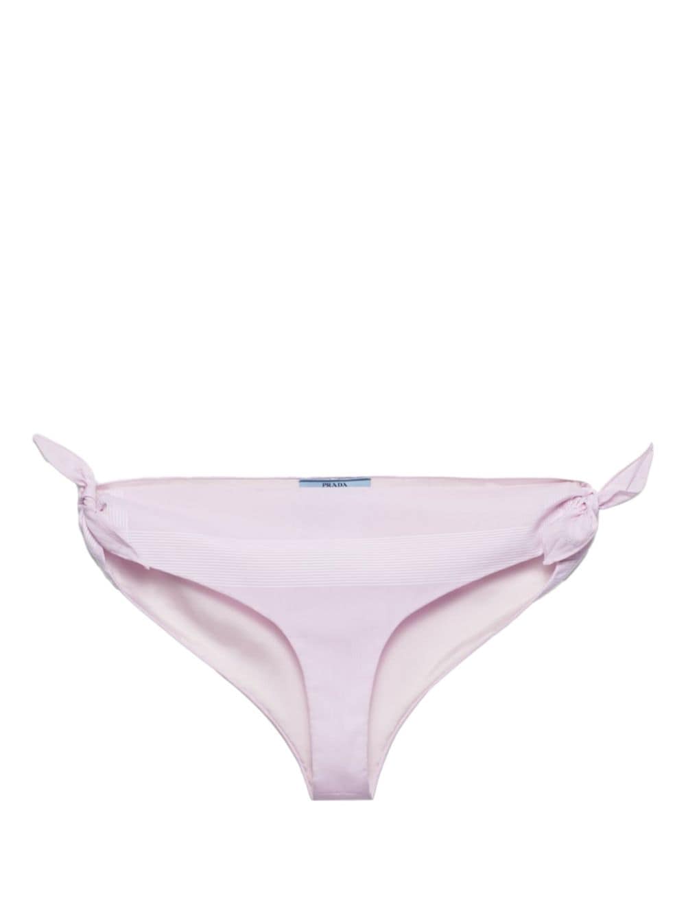 Shop Prada Side-tie Cotton Bikini Bottoms In Pink