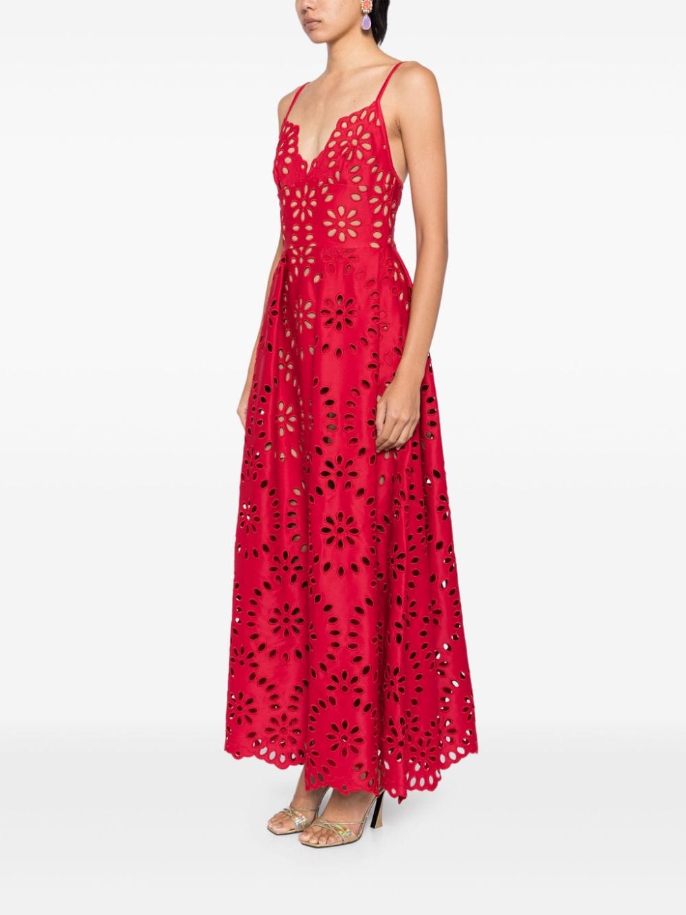 Shop Elie Saab Macramé Dress In Red