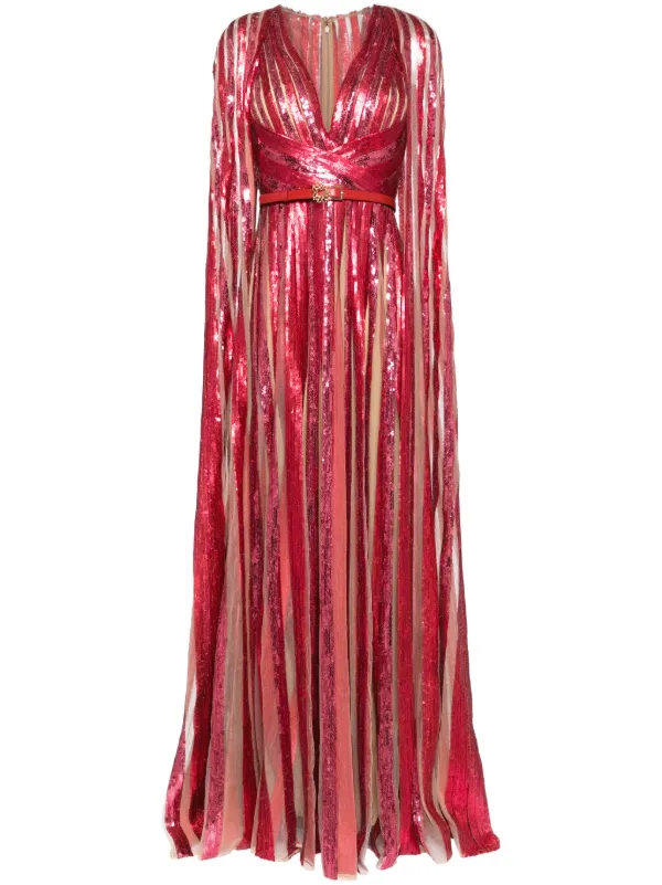 Elie Saab Embroidered Tulle Dress | Red | FARFETCH GE Elie Saab Embroidered Tulle Dress | Red | FARFETCH GE