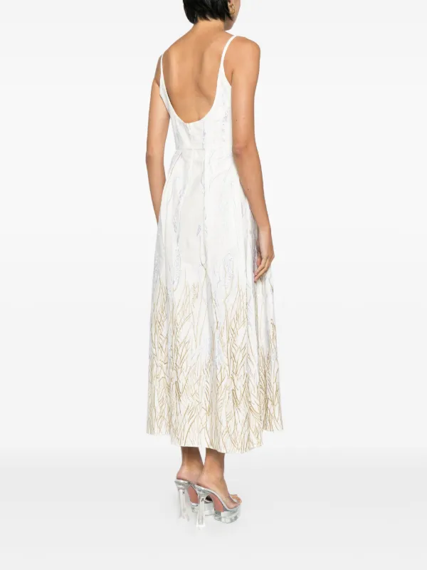Elie Saab Arboreal Midi Dress | White | FARFETCH