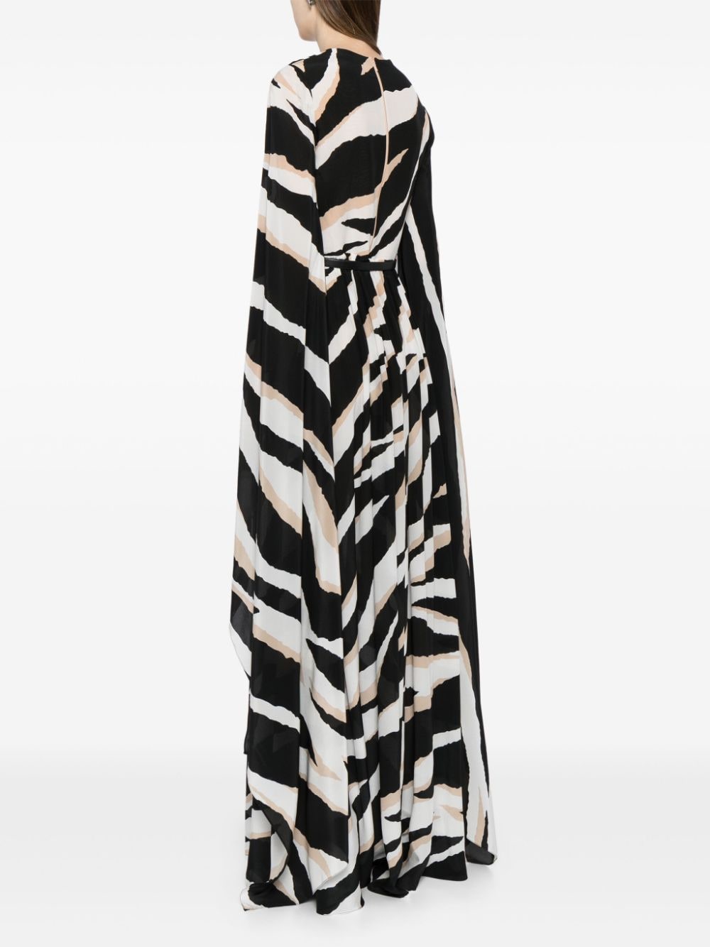 Shop Elie Saab Zebra-print Silk Dress In White