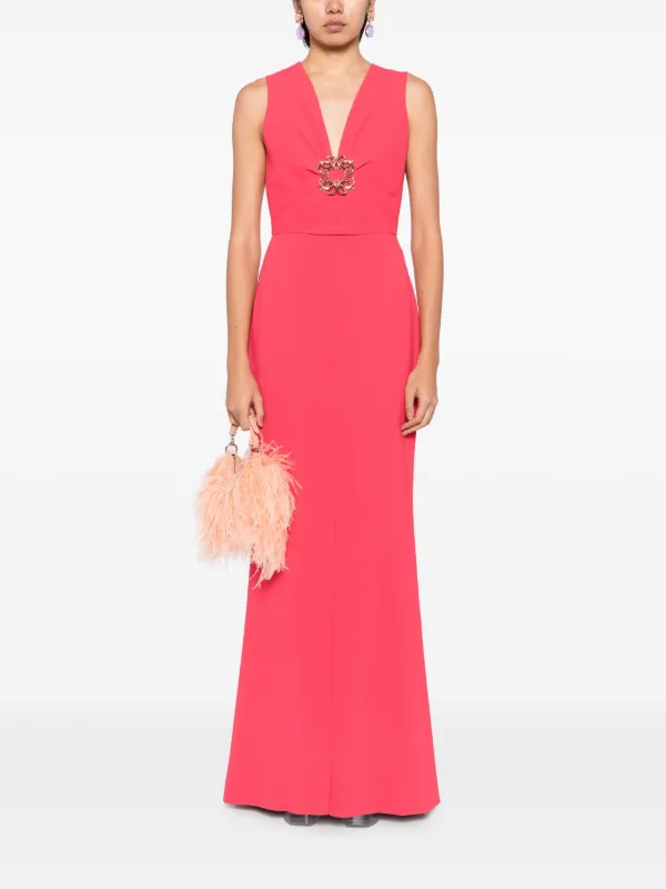 Elie Saab V-neck Long Dress Pink FARFETCH PH