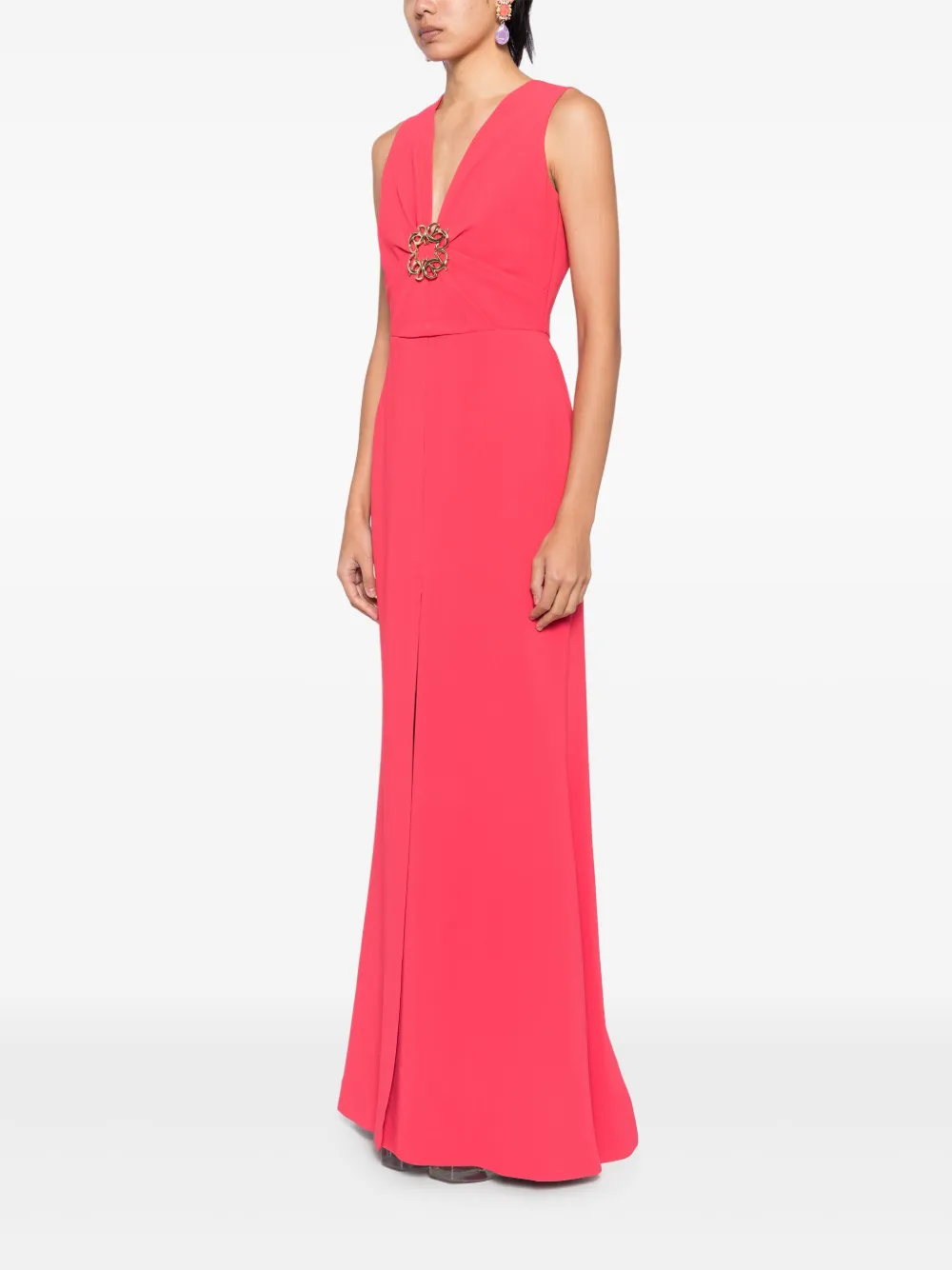 Elie Saab Maxi-jurk met V-hals Roze