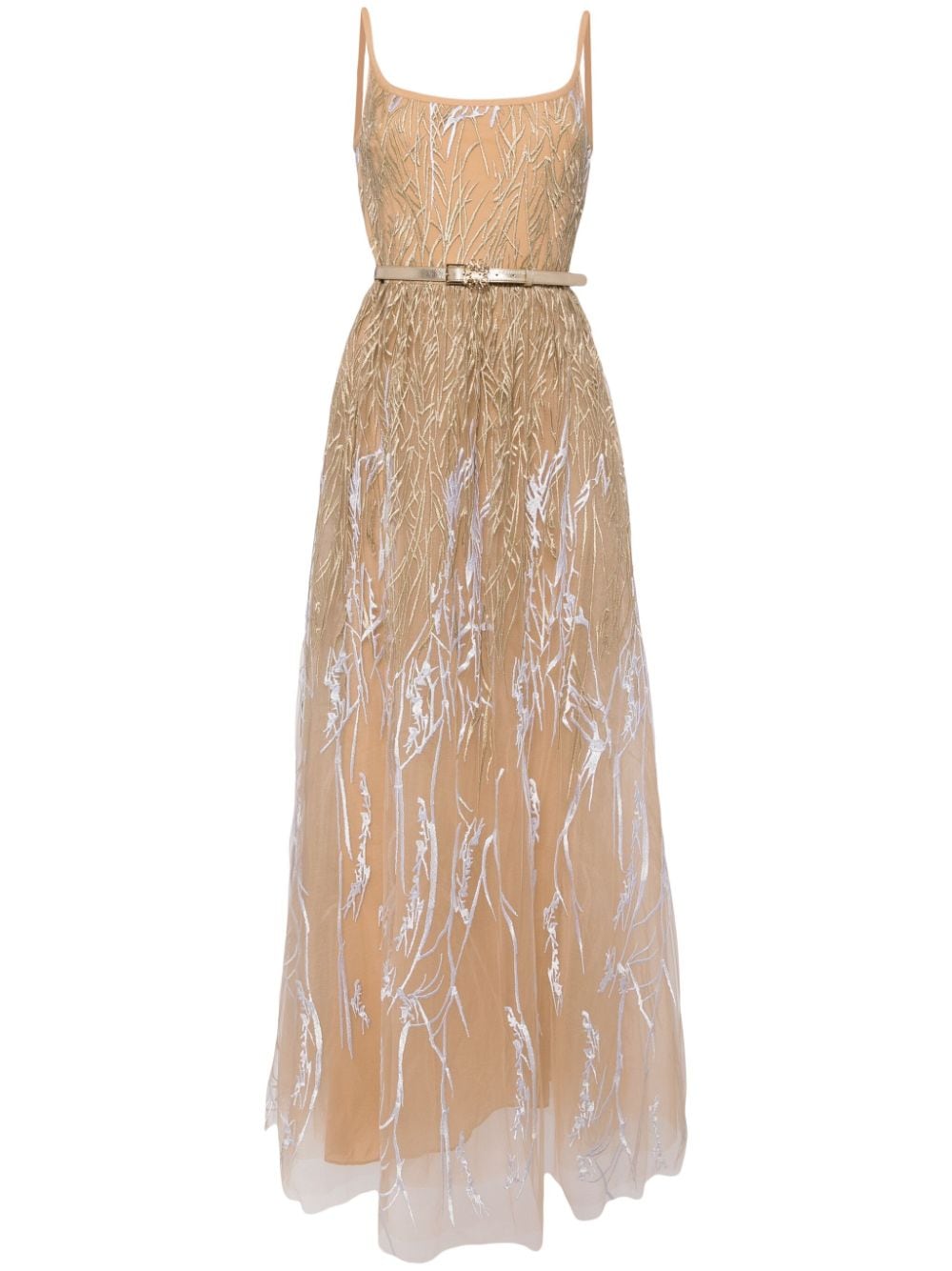 Shop Elie Saab Arboreal Dress In Brown