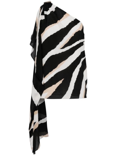 Elie Saab Seidenoberteil mit Zebra-Print