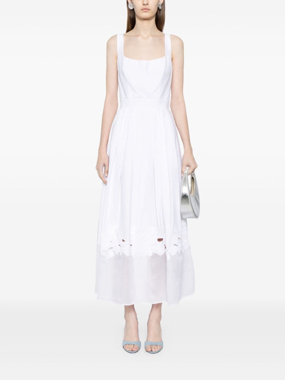 Shop Elie Saab Embroidered Pleated Dress In White