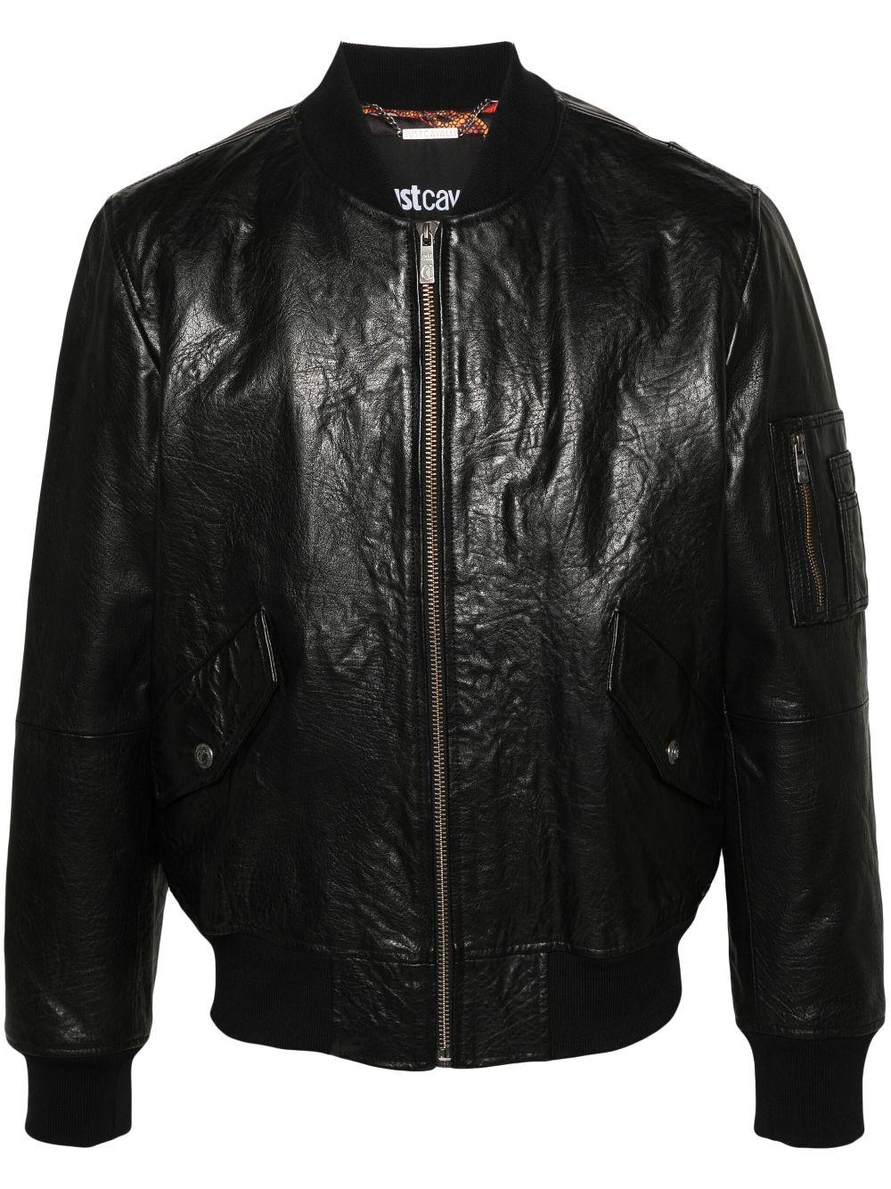 Just Cavalli leather bomber jacket - Black