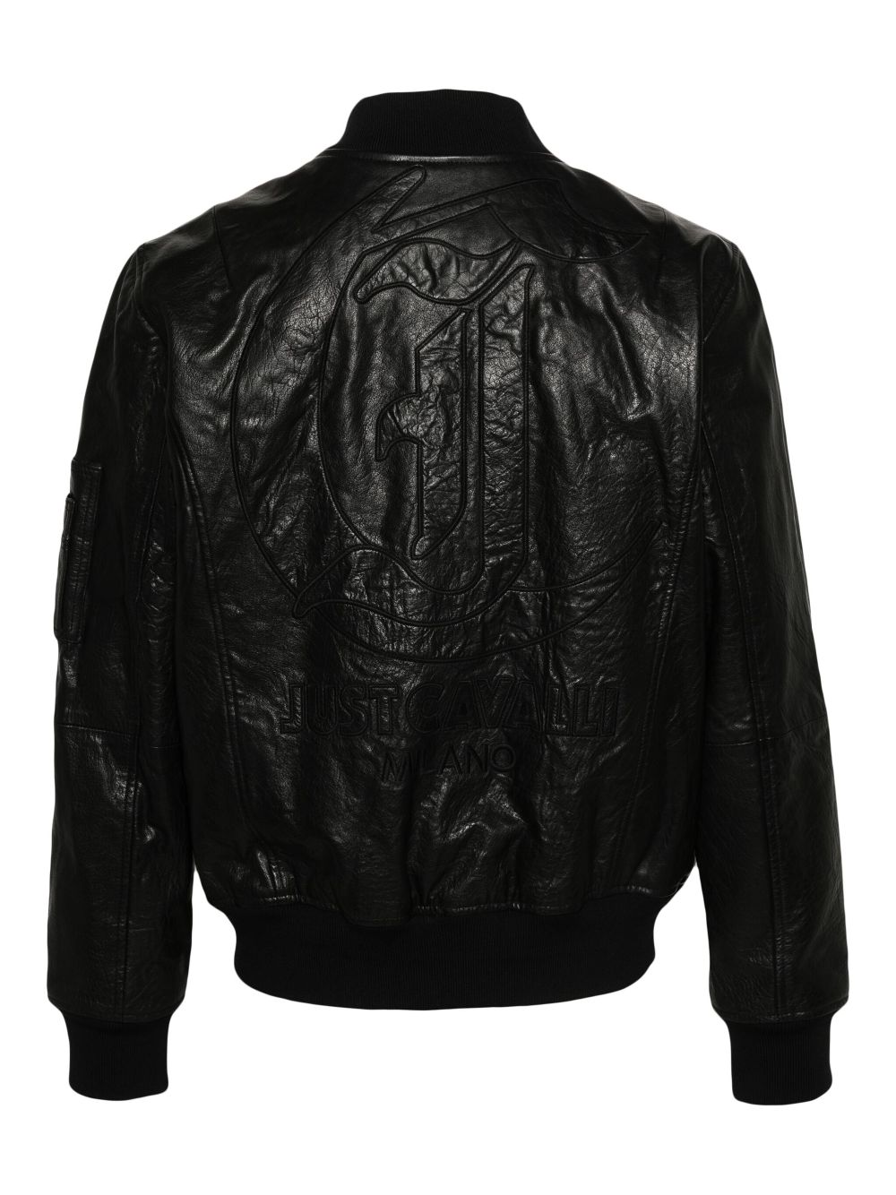 Just Cavalli leather bomber jacket - Black