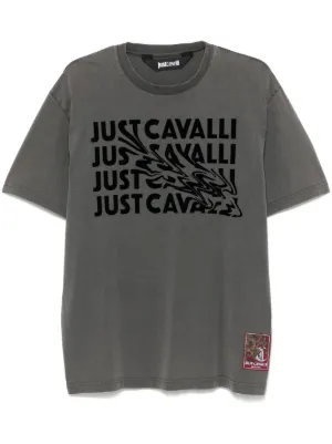 Just Cavalli flocked-logo T-shirt | Black | FARFETCH JO