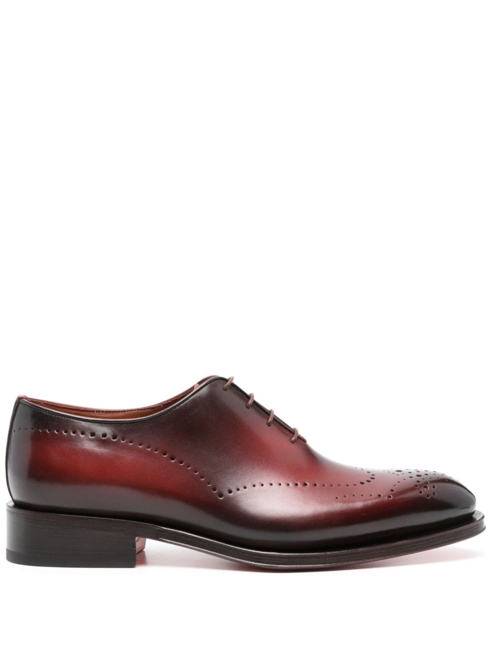 Santoni Burnished-finish Leather Brogues In Red
