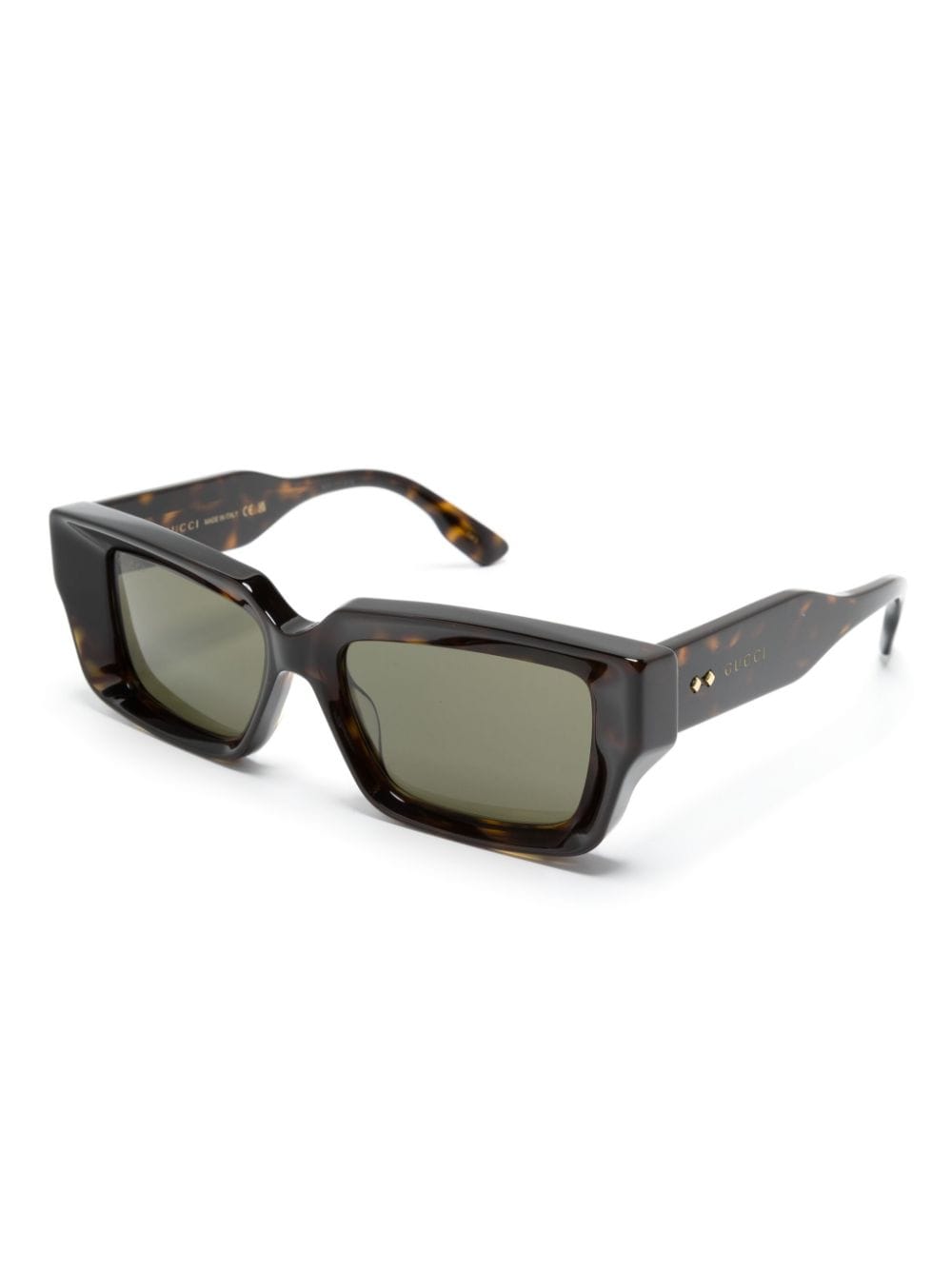 Gucci Eyewear Zonnebril met rechthoekig montuur en schildpadschild design - Bruin