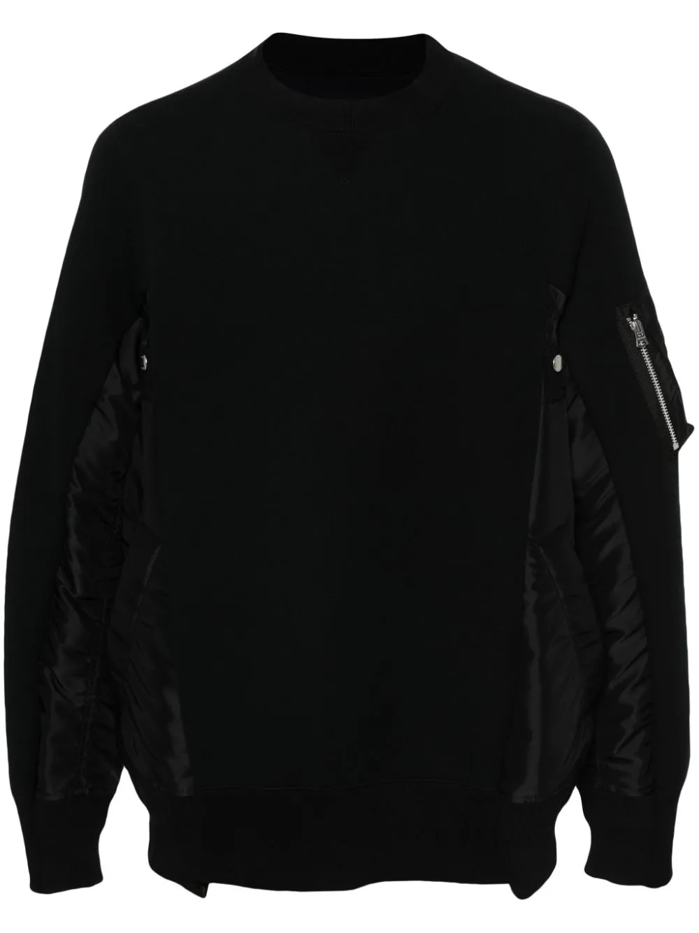 Sacai Panelled Crew-neck Sweatshirt In Black