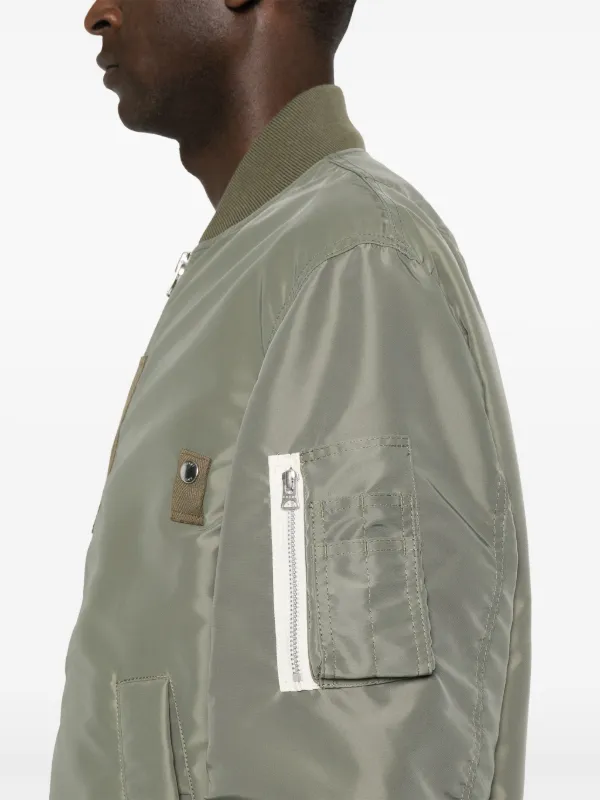 Sacai ジップアップ ボンバージャケット | グリーン | FARFETCH JP
