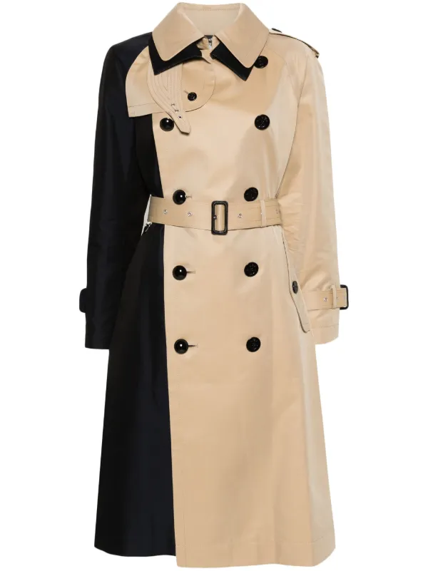 Sacai two tone Trench Coat Black FARFETCH AU