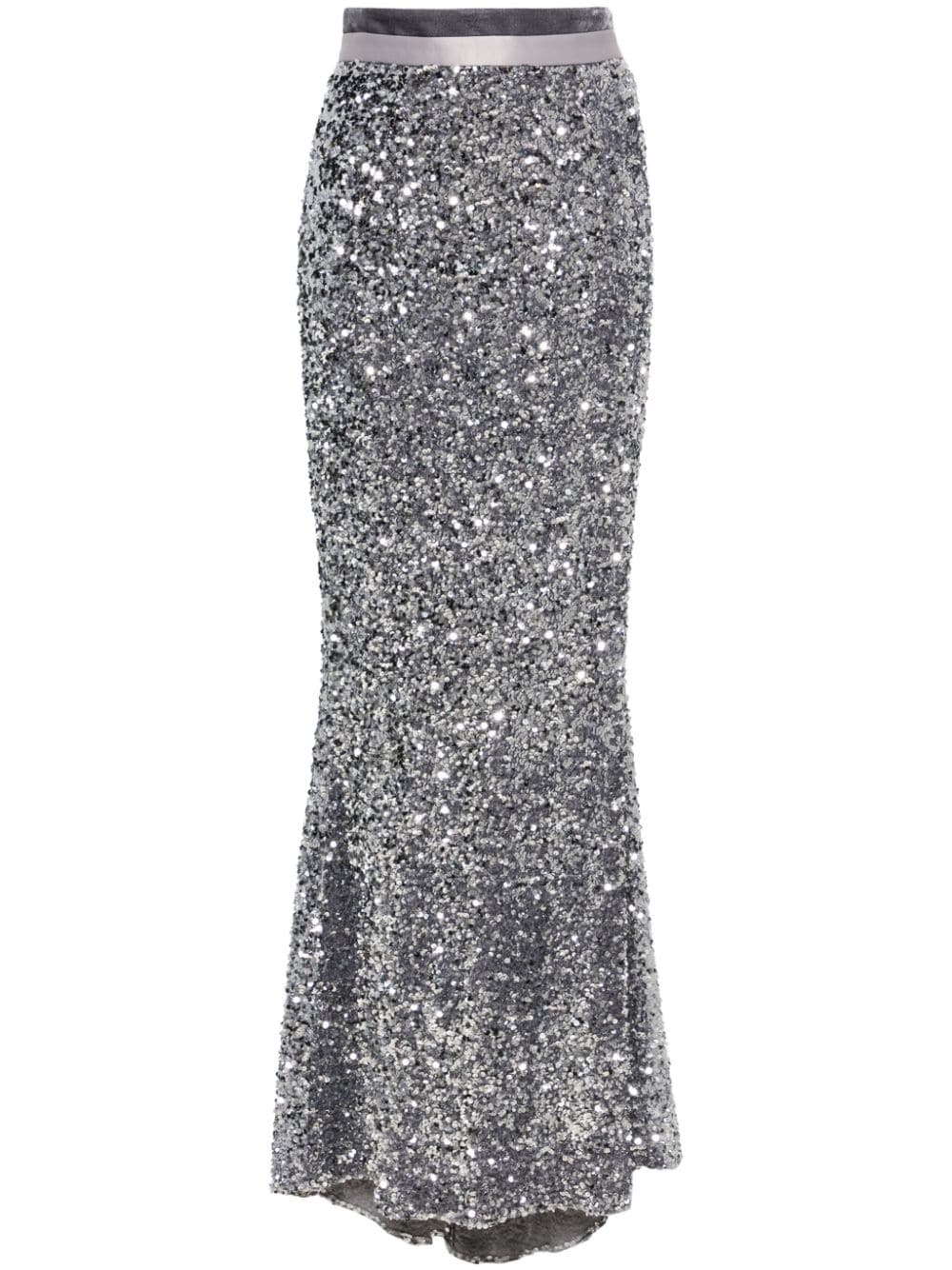 Styland Sequind High-waist Maxi Skirt In Silver