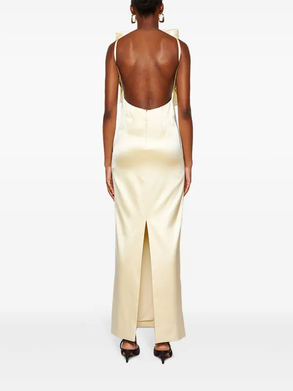 loewe open back dress Draped open-back silk midi dress in black - Loewe