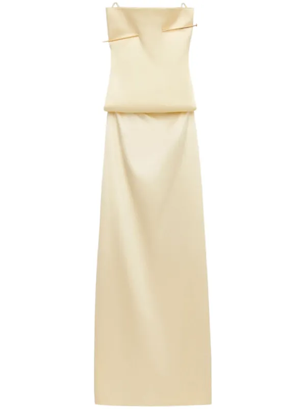LOEWE Pin open-back Silk Maxi Dress | Neutrals | FARFETCH