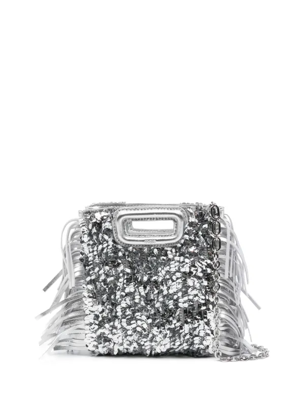 Maje Mini M Cross Body Bag Silver FARFETCH TR