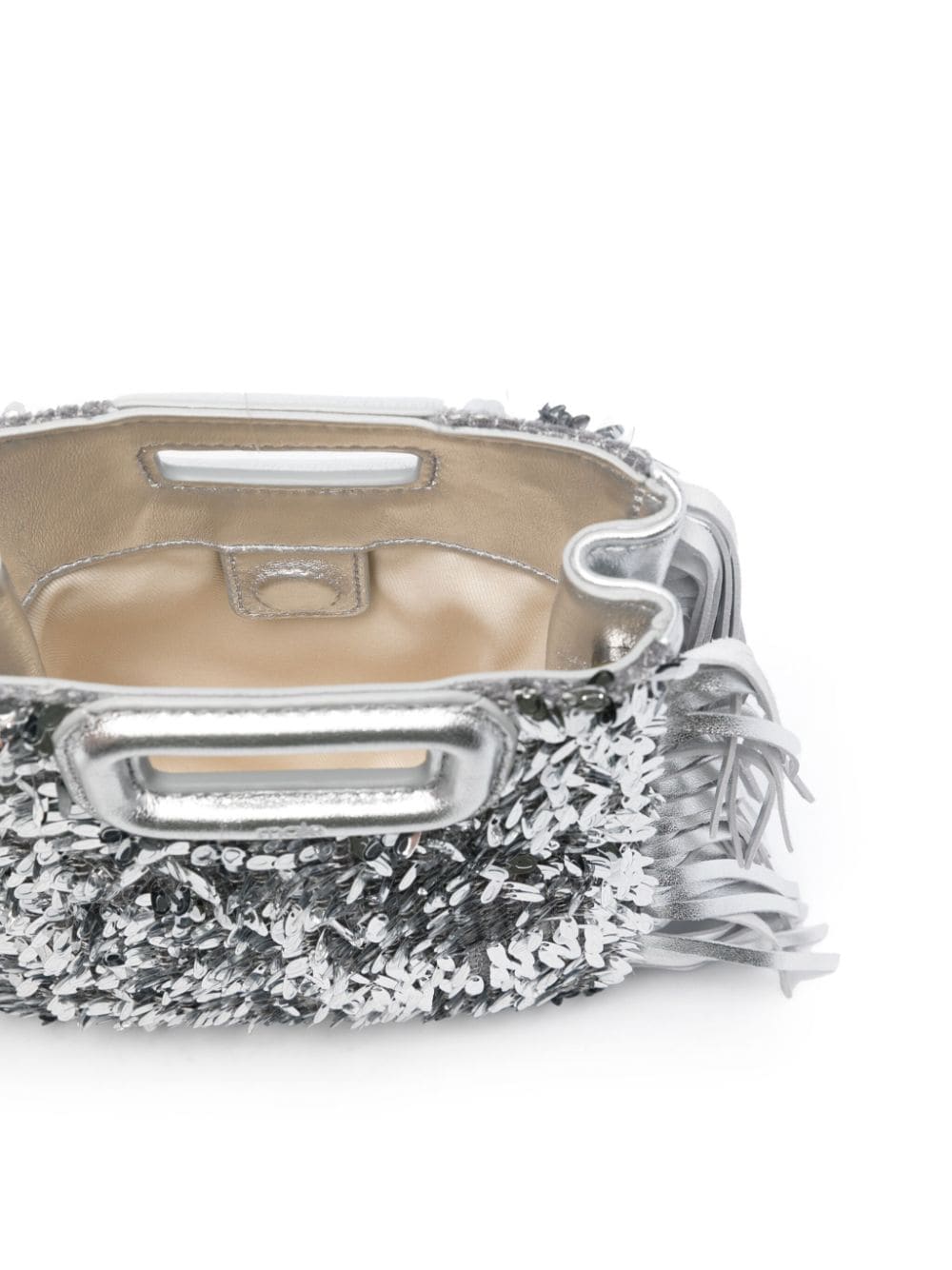 Shop Maje Mini Miss M Cross Body Bag In Silver