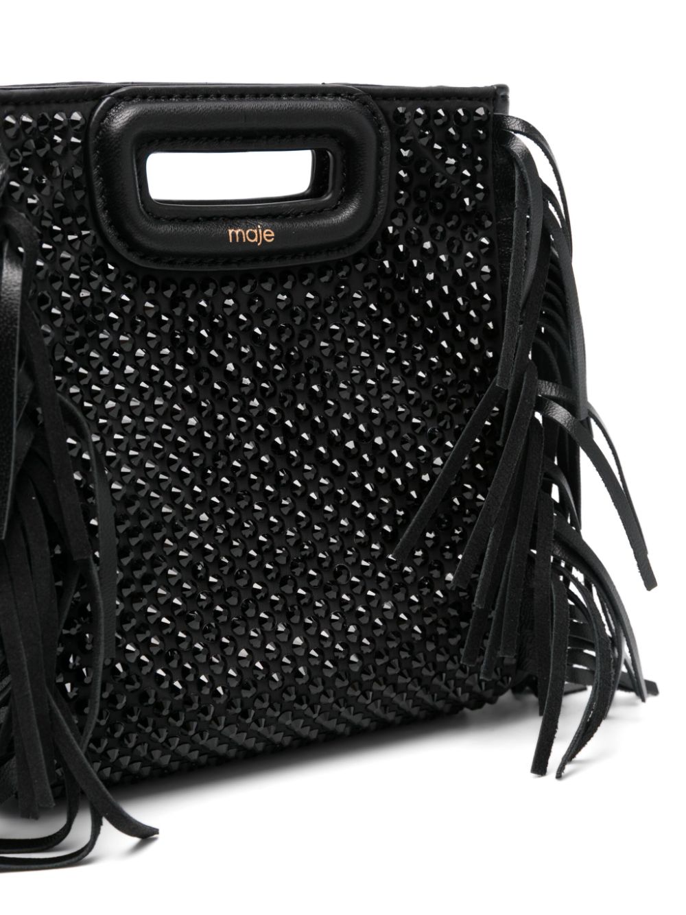 Shop Maje Mini Rhinestone-embellished Tote Bag In Black