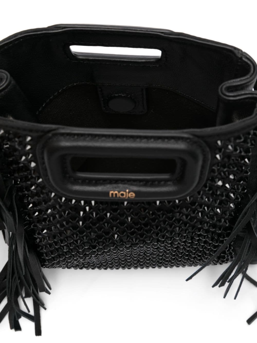 Shop Maje Mini Rhinestone-embellished Tote Bag In Black