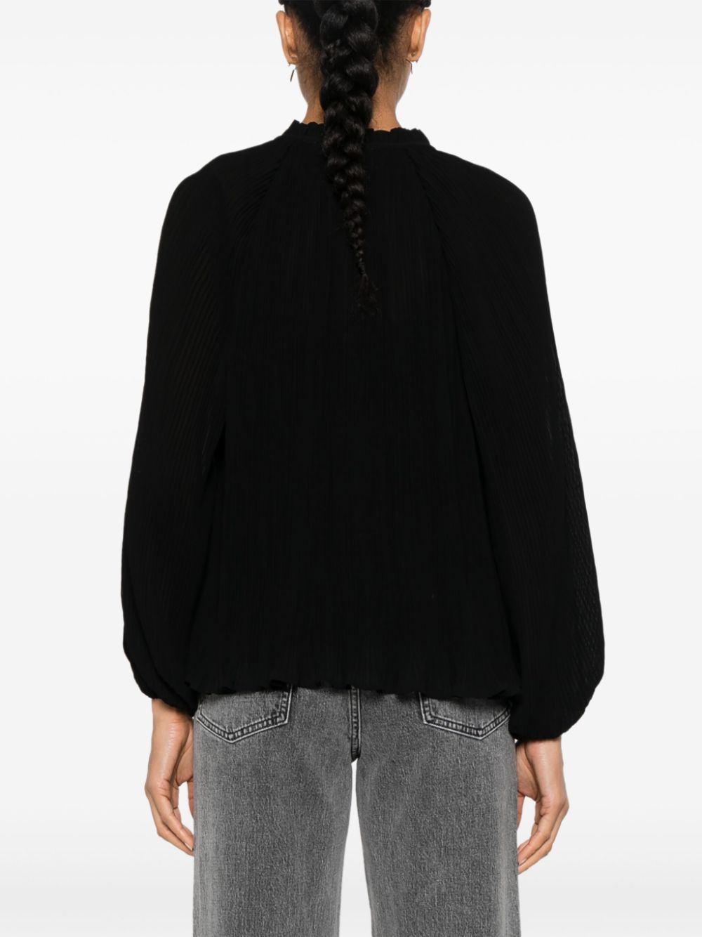 Shop Maje Pleated Shirt In Black