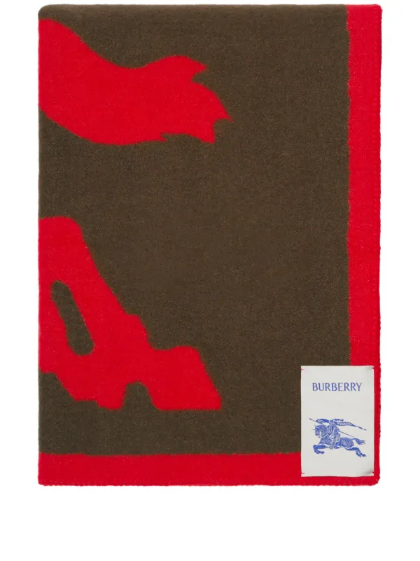Burberry EKD Wool Blanket 200cm x 135cm Green FARFETCH