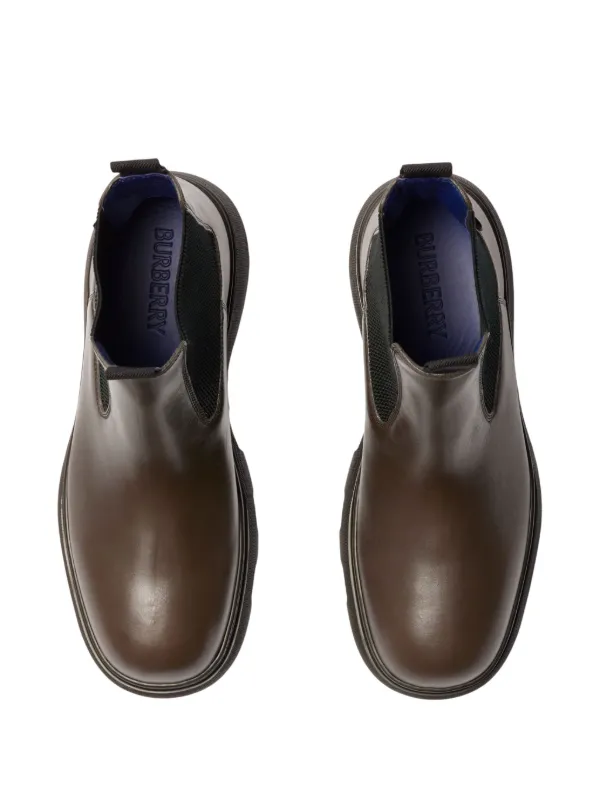 Burberry Panelled Leather Ankle Boots | Brown | FARFETCH display picture 1