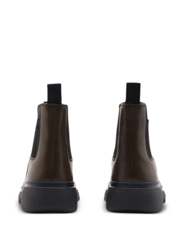 Burberry Panelled Leather Ankle Boots | Brown | FARFETCH display picture 2