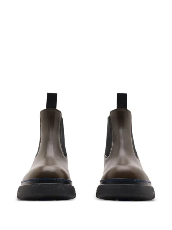 Burberry Panelled Leather Ankle Boots | Brown | FARFETCH display picture 3