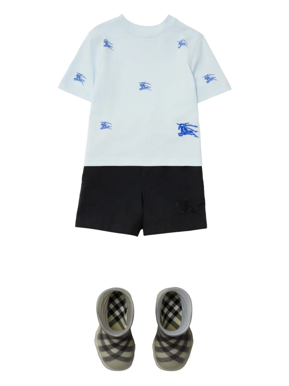 Burberry Kids Katoenen T-shirt met logoprint Blauw